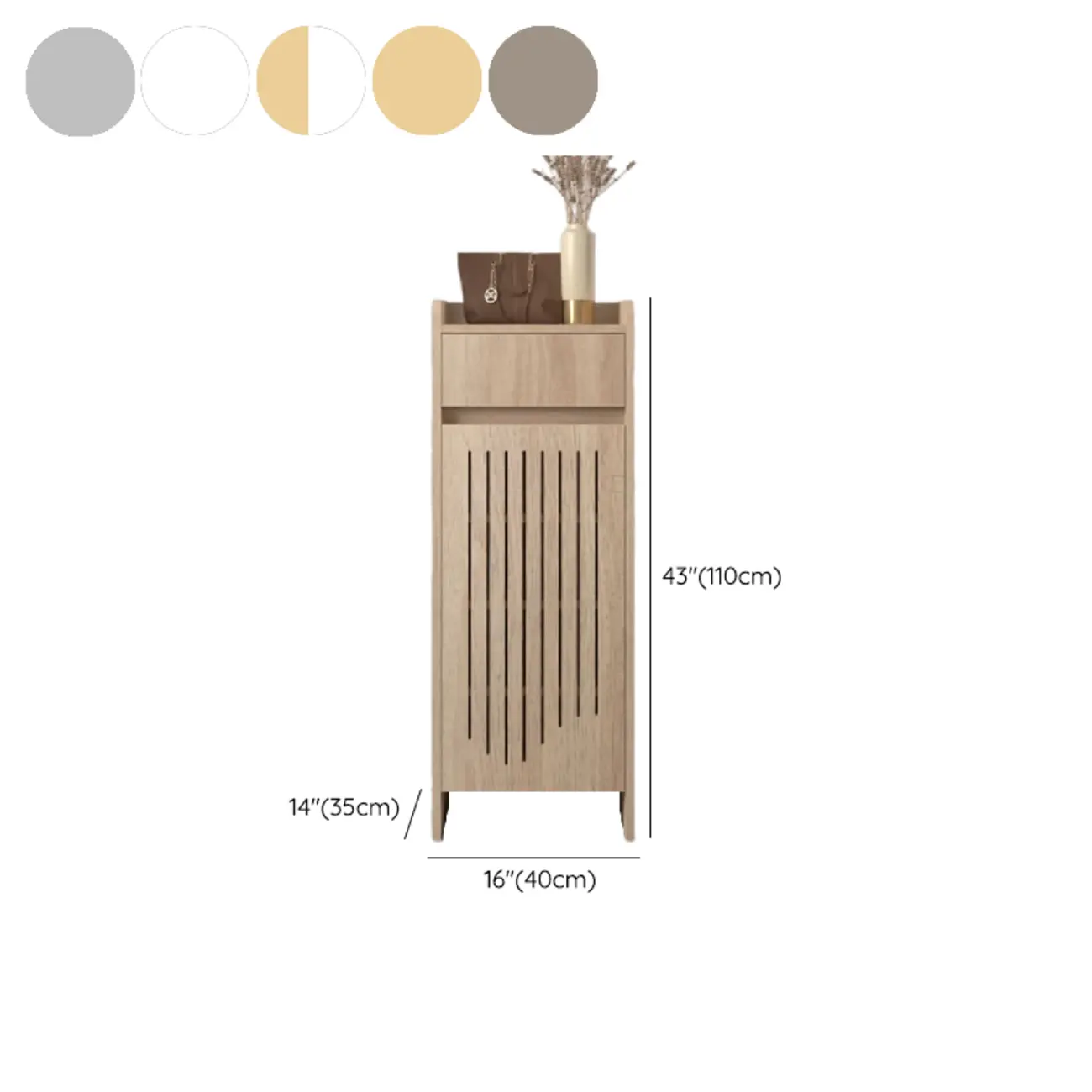 Modern Slim Wood Beige Entryway Shoe Cabinet Image - 29 | homeyfad