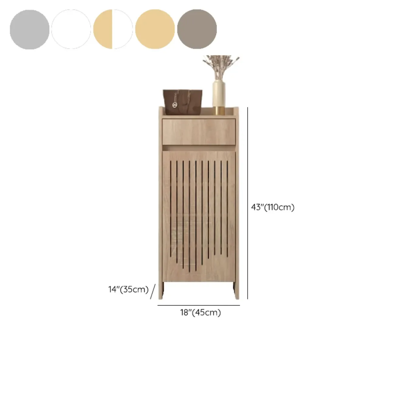 Modern Slim Wood Beige Entryway Shoe Cabinet Image - 30