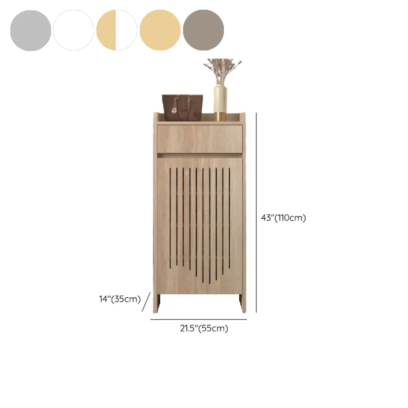 Modern Slim Wood Beige Entryway Shoe Cabinet Image - 28 | homeyfad