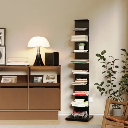 Simple Vertical Metal Rectangular Etagere Bookcase Image - 3