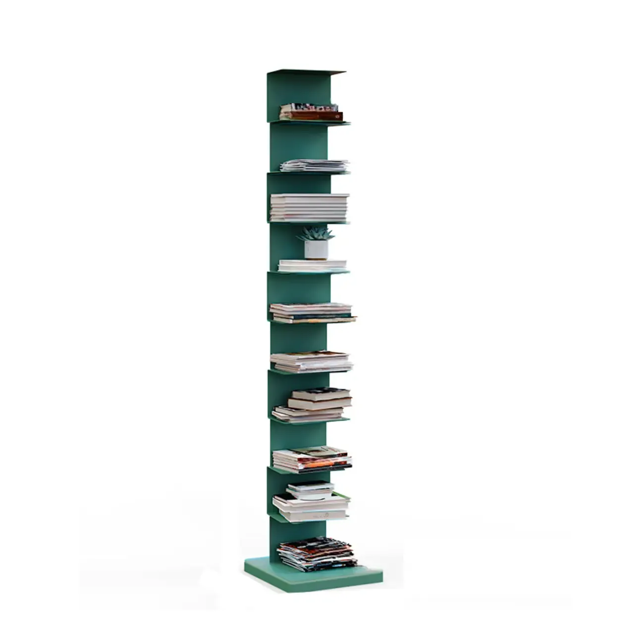 Simple Vertical Metal Rectangular Etagere Bookcase Image - 6