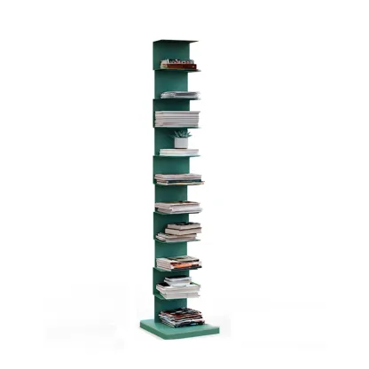 Simple Vertical Metal Rectangular Etagere Bookcase Image - 6