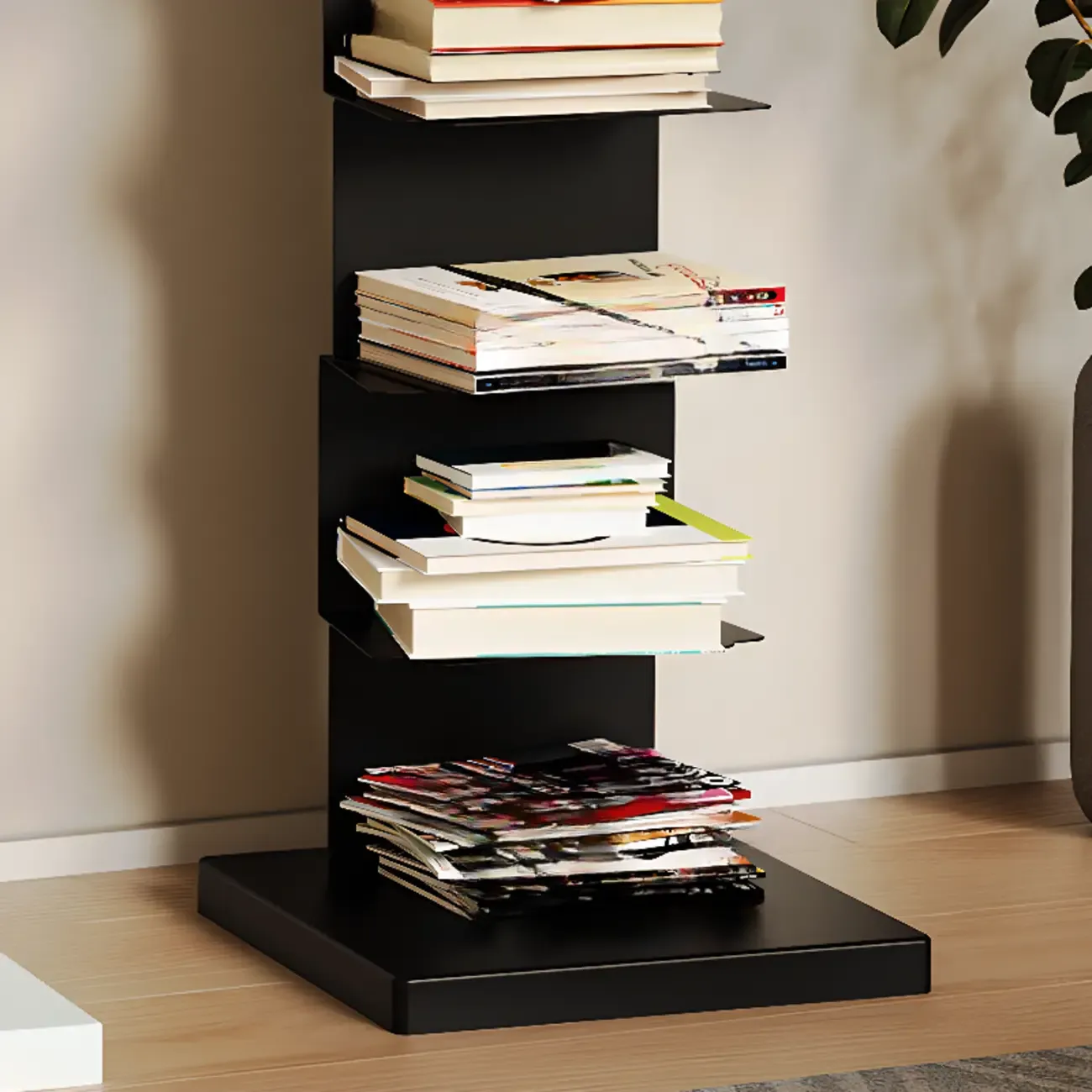 Simple Vertical Metal Rectangular Etagere Bookcase Image - 7