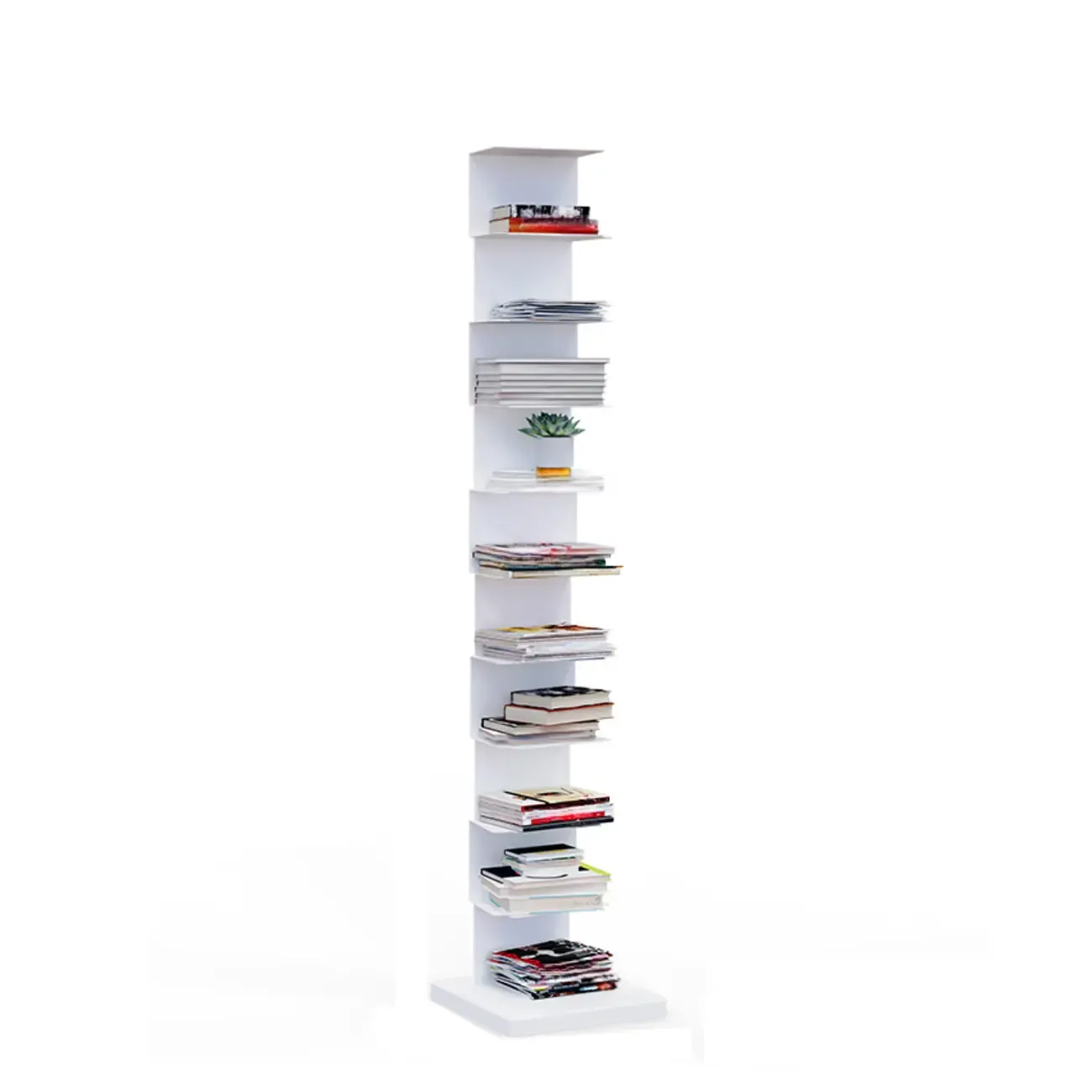 Simple Vertical Metal Rectangular Etagere Bookcase Image - 11