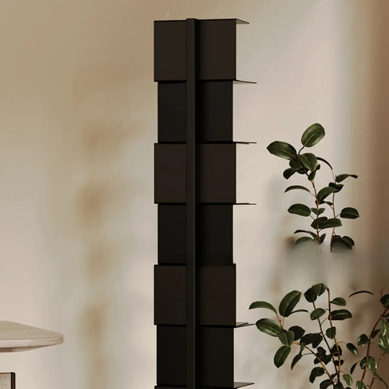 Simple Vertical Metal Rectangular Etagere Bookcase Image - 12 | homeyfad