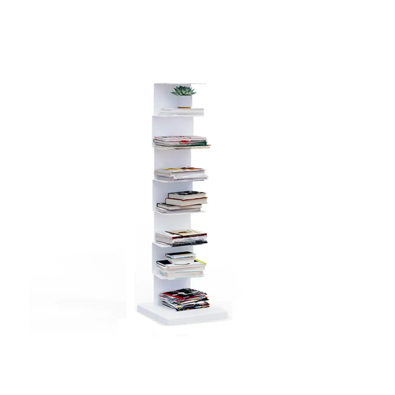 Simple Vertical Metal Rectangular Etagere Bookcase Image - 30