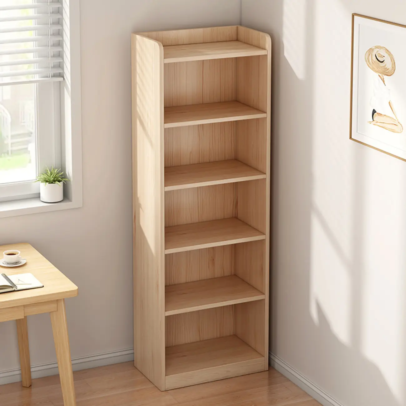 Natural Pine Vertical 6-Tier Barrister Closed Back Bookcase Image - 2 | homeyfad