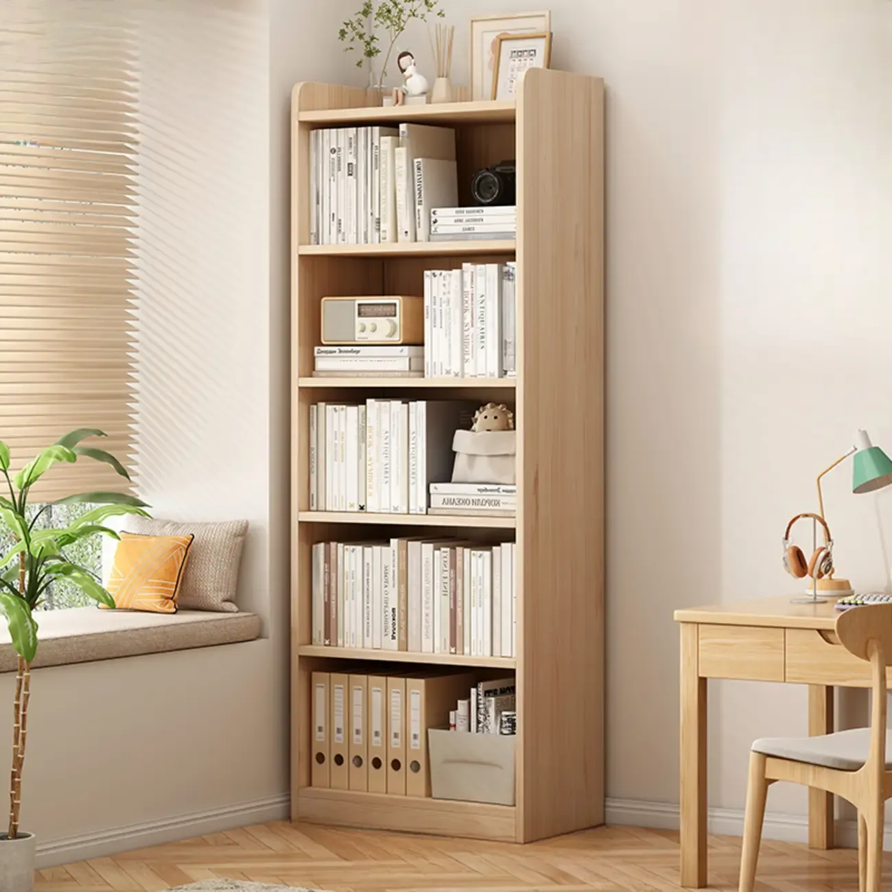 Natural Pine Vertical 6-Tier Barrister Closed Back Bookcase Image - 3