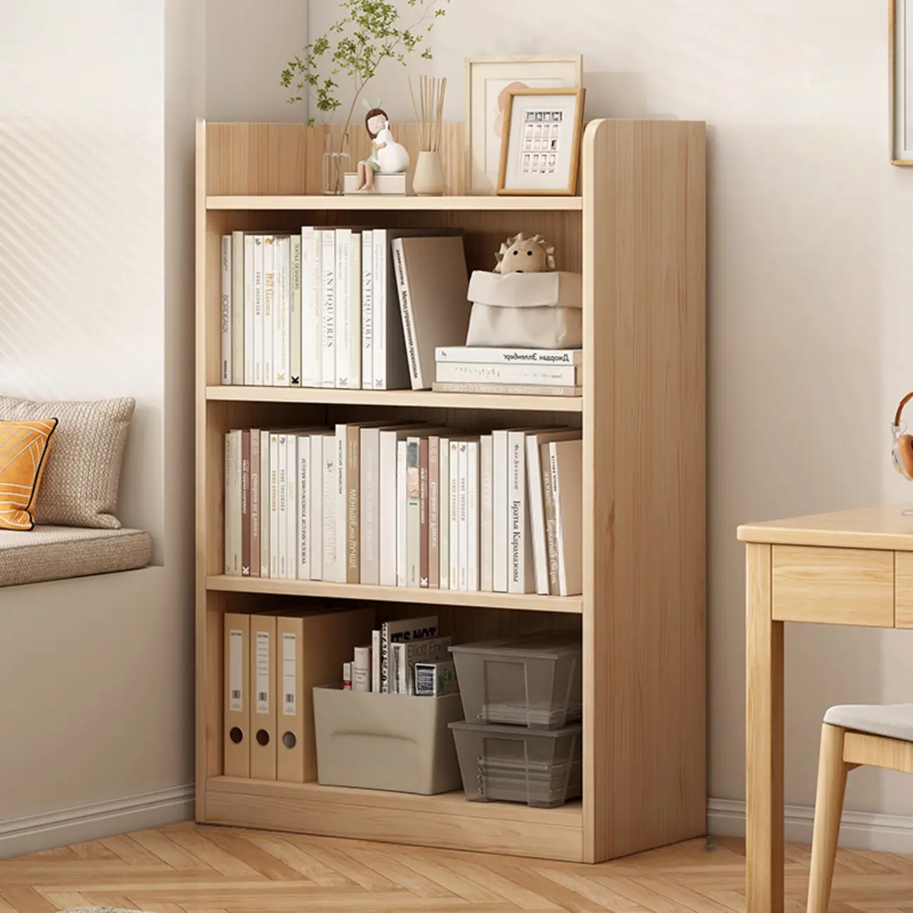 Natural Pine Vertical 6-Tier Barrister Closed Back Bookcase Image - 5 | homeyfad