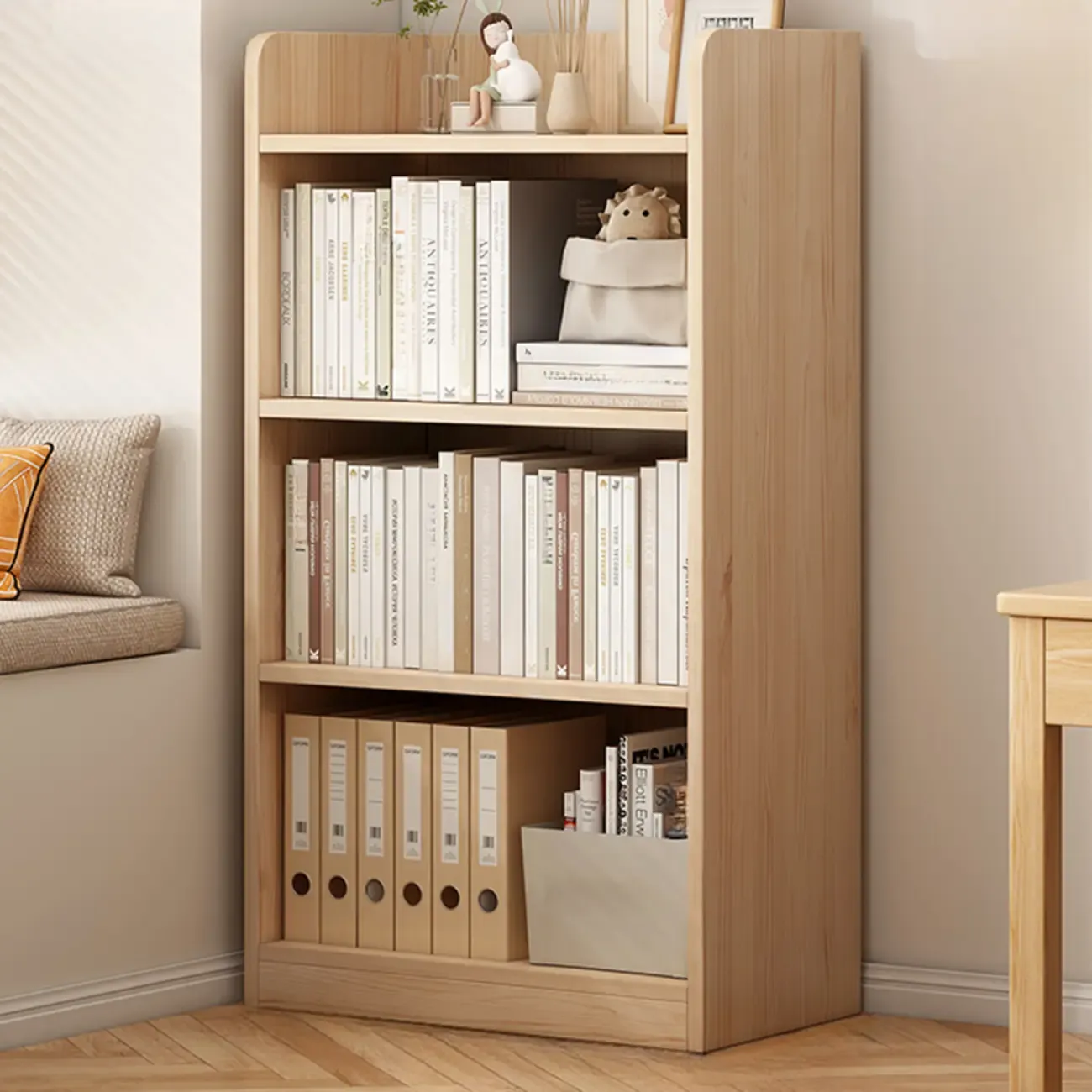 Natural Pine Vertical 6-Tier Barrister Closed Back Bookcase | HomeyFad