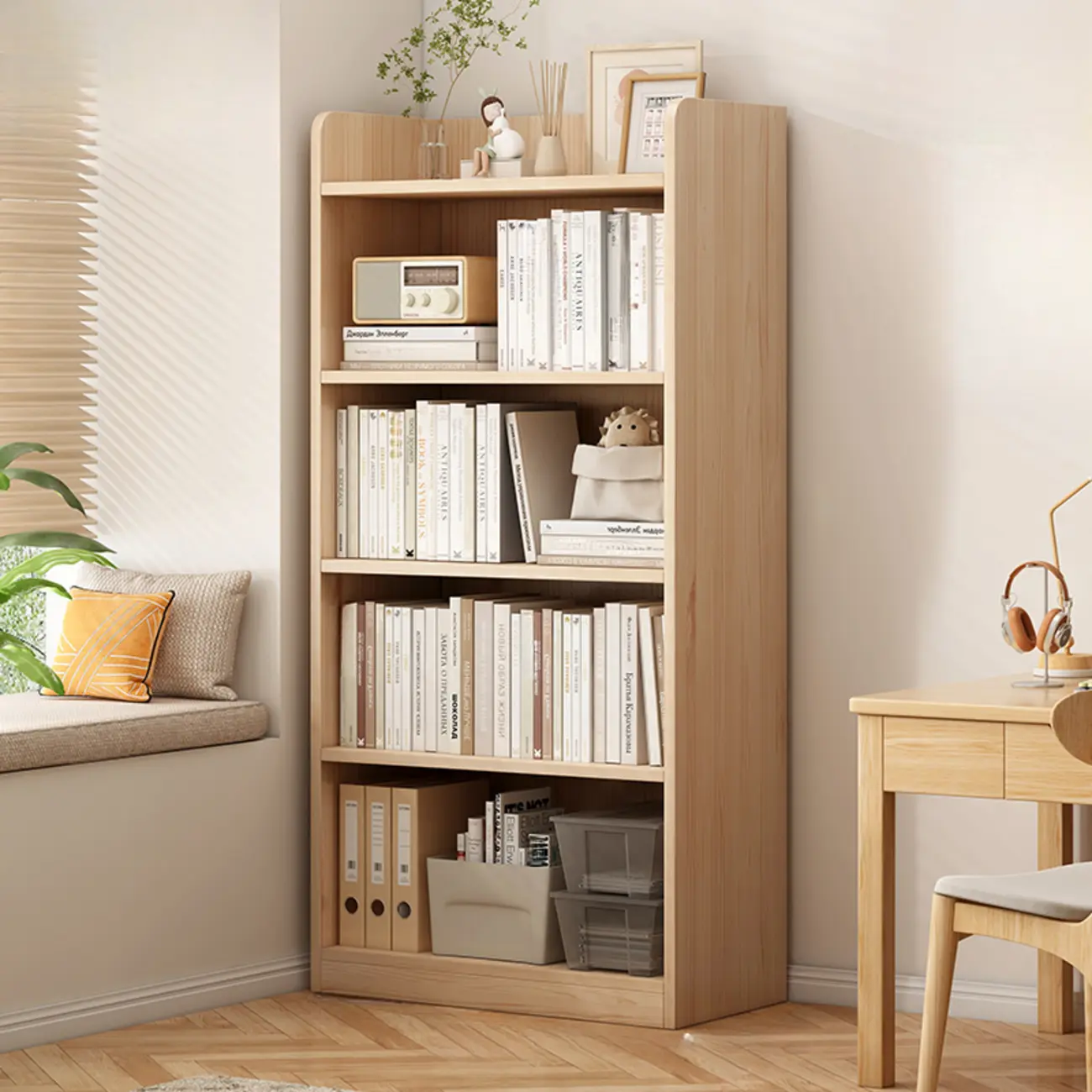 Natural Pine Vertical 6-Tier Barrister Closed Back Bookcase Image - 12 | homeyfad