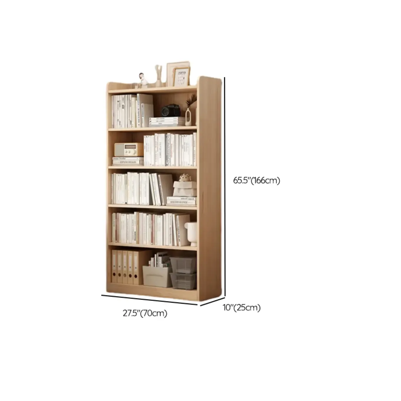 Natural Pine Vertical 6-Tier Barrister Closed Back Bookcase #size