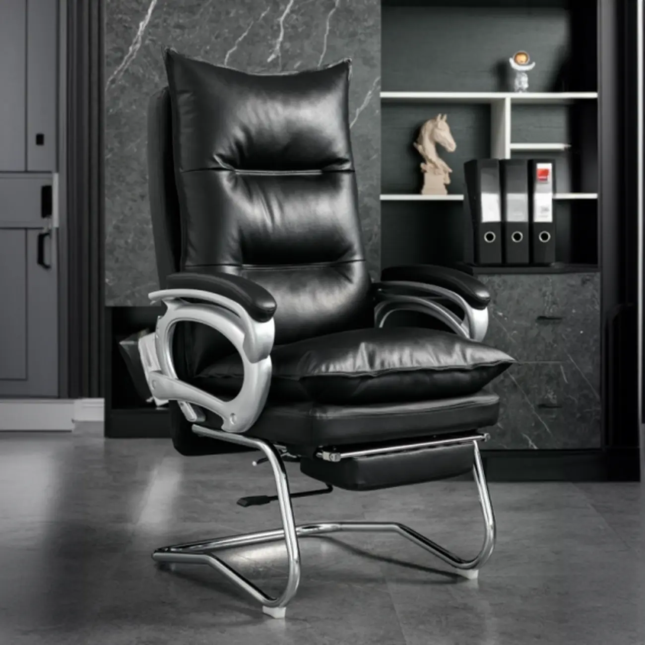 Elegant Brown Leather Reclining Executive Office Chair Image - 2 | homeyfad