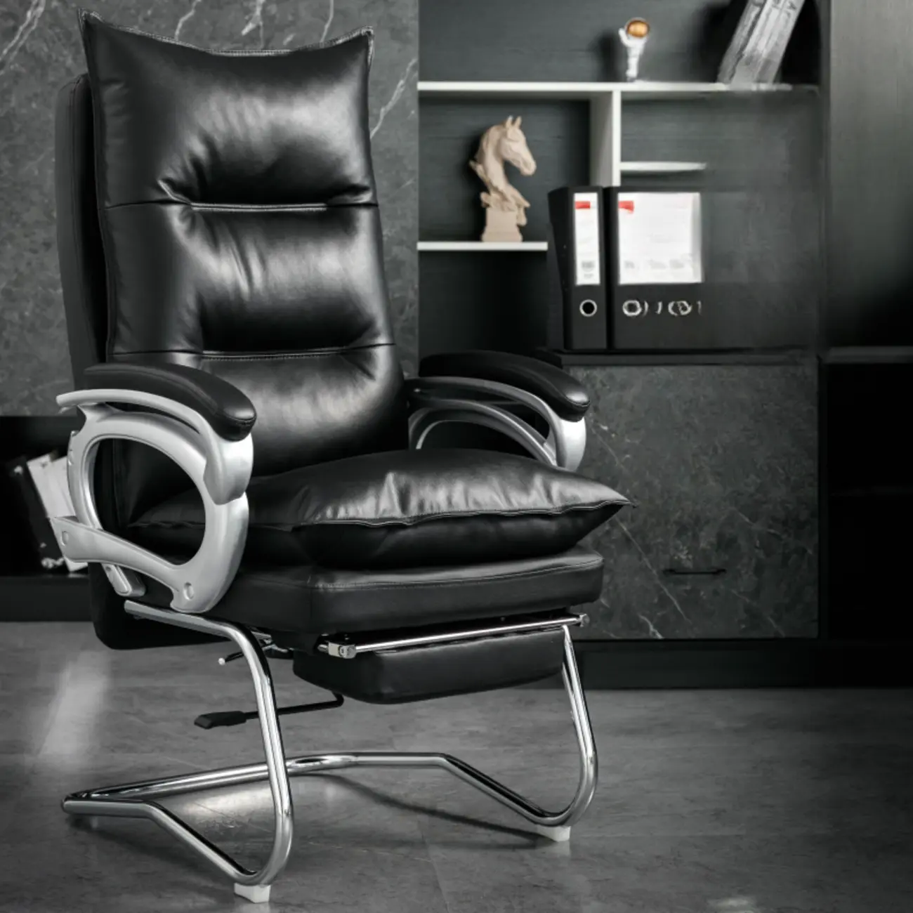 Elegant Brown Leather Reclining Executive Office Chair Image - 3 | homeyfad