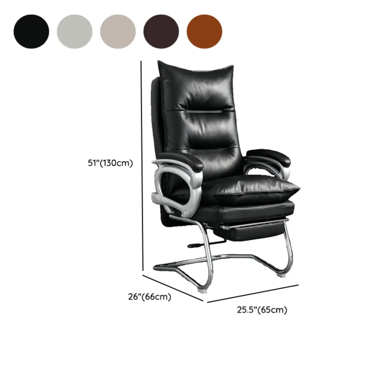 Elegant Brown Leather Reclining Executive Office Chair #size