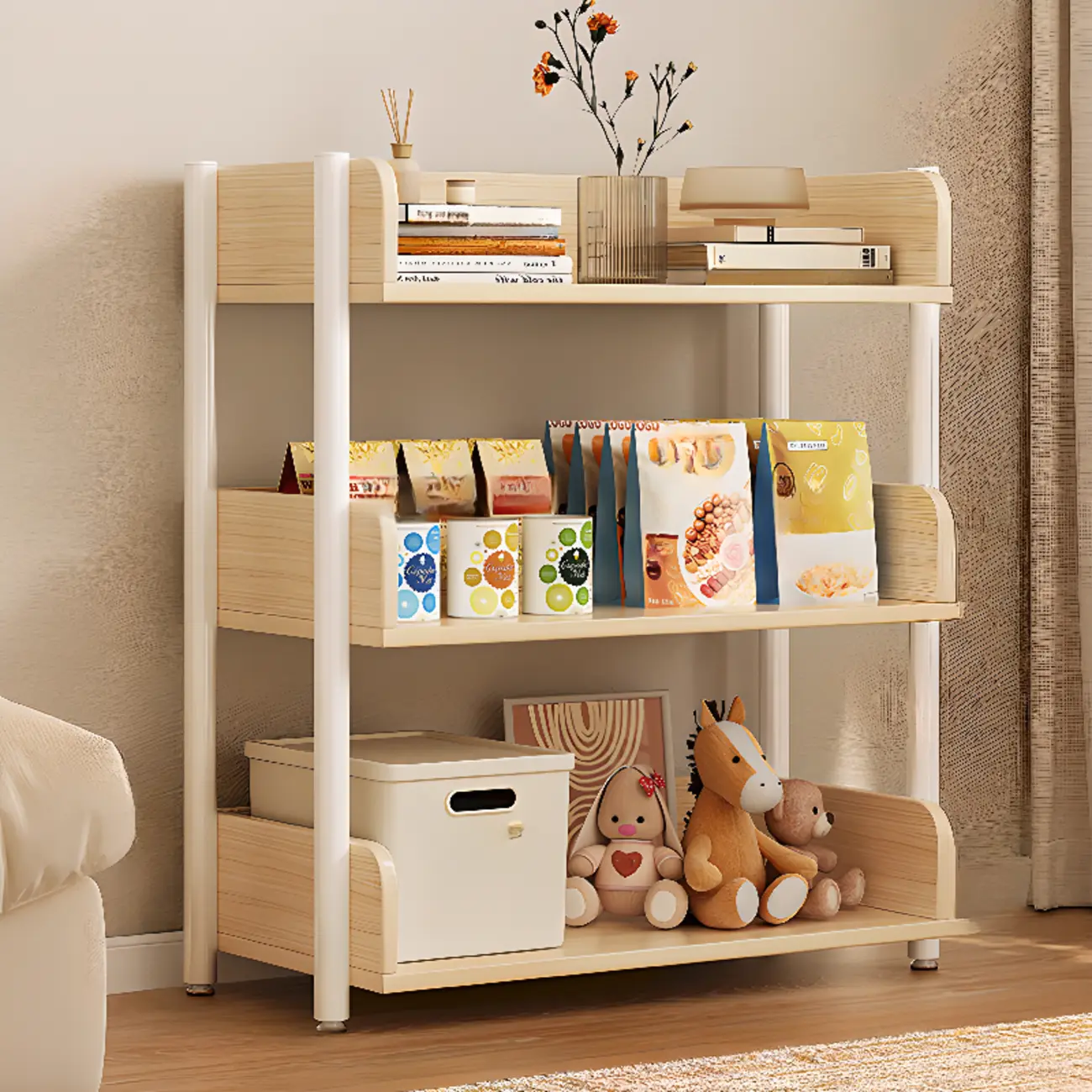 Durable Wooden Three-Tier Ladder BookShelf Image - 1 | homeyfad