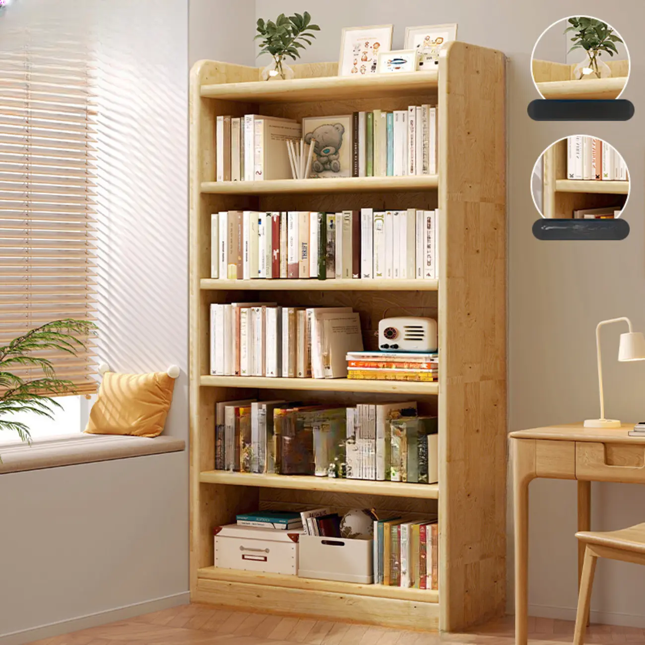 Rustic Vertical 5-Tier Closed Back Wooden Bookshelf Image - 1 | homeyfad