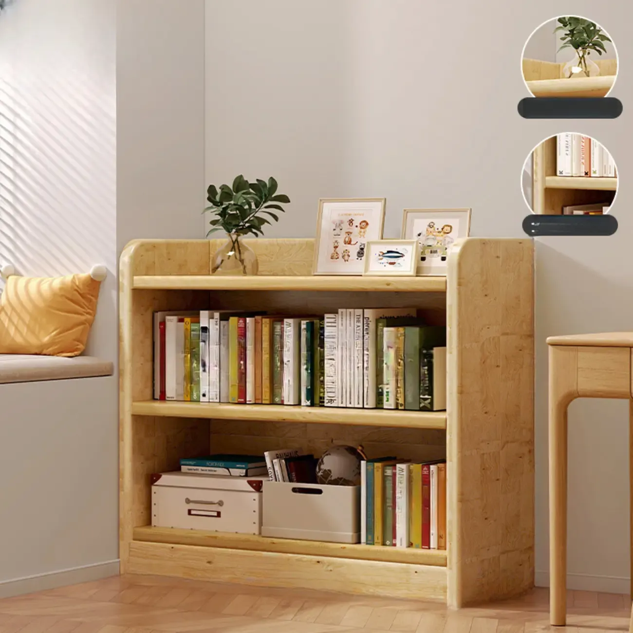 Rustic Vertical 5-Tier Closed Back Wooden Bookshelf Image - 4