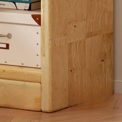 Rustic Vertical 5-Tier Closed Back Wooden Bookshelf Image - 7