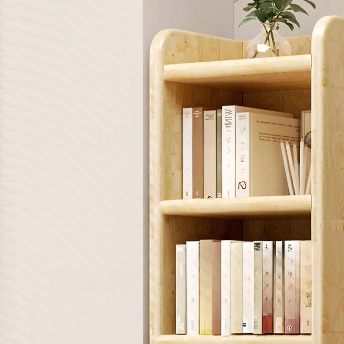 Rustic Vertical 5-Tier Closed Back Wooden Bookshelf Image - 9