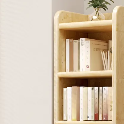 Rustic Vertical 5-Tier Closed Back Wooden Bookshelf Image - 9