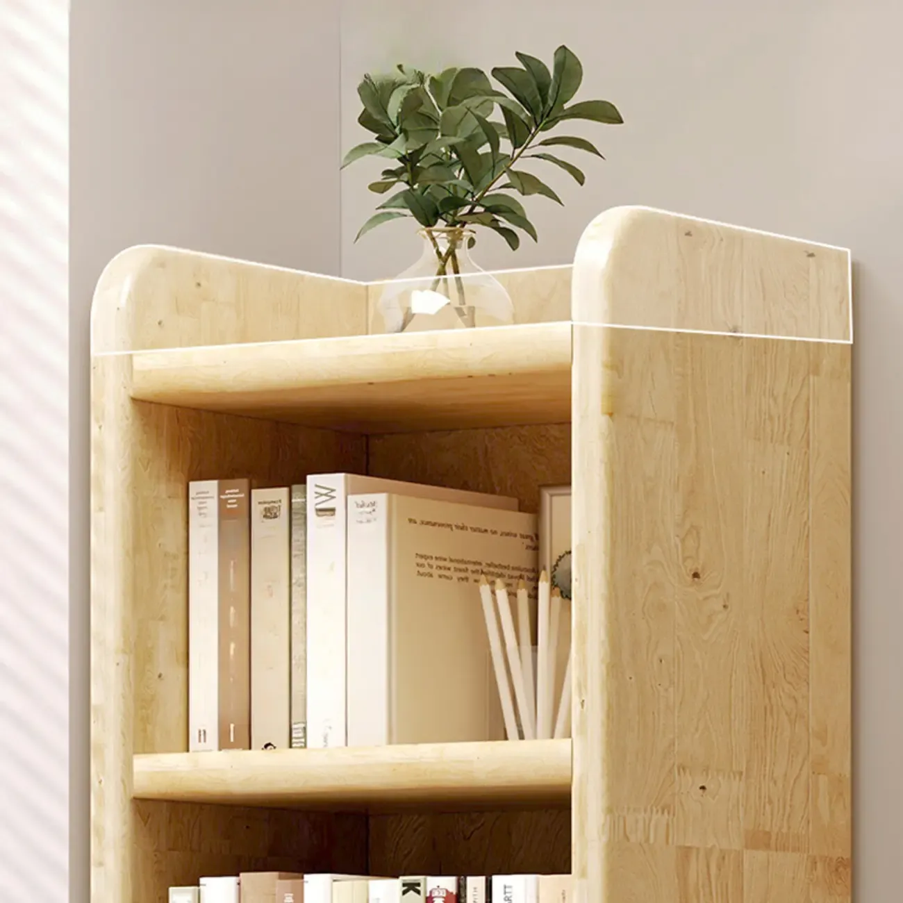 Rustic Vertical 5-Tier Closed Back Wooden Bookshelf Image - 10