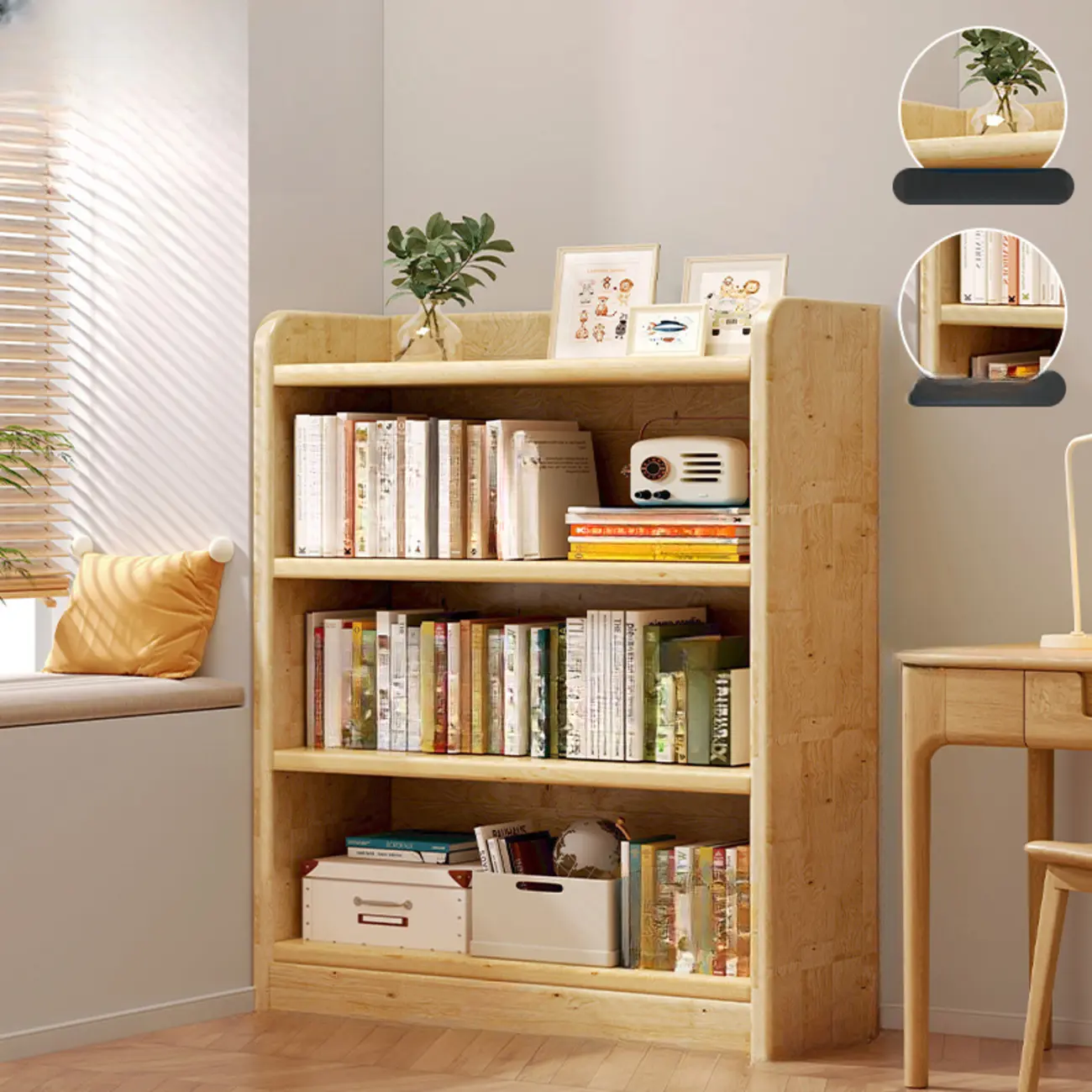 Rustic Vertical 5-Tier Closed Back Wooden Bookshelf Image - 11 | homeyfad
