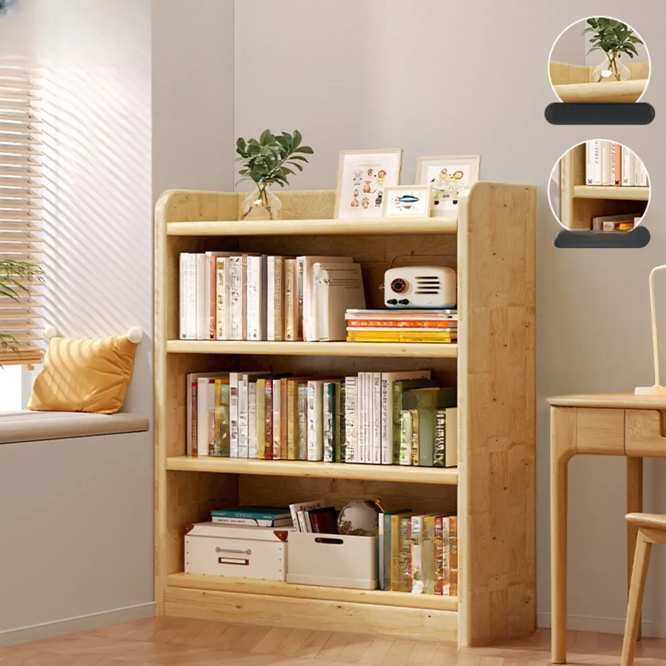 Rustic Vertical 5-Tier Closed Back Wooden Bookshelf Image - 11