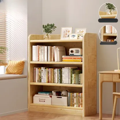 Rustic Vertical 5-Tier Closed Back Wooden Bookshelf Image - 11