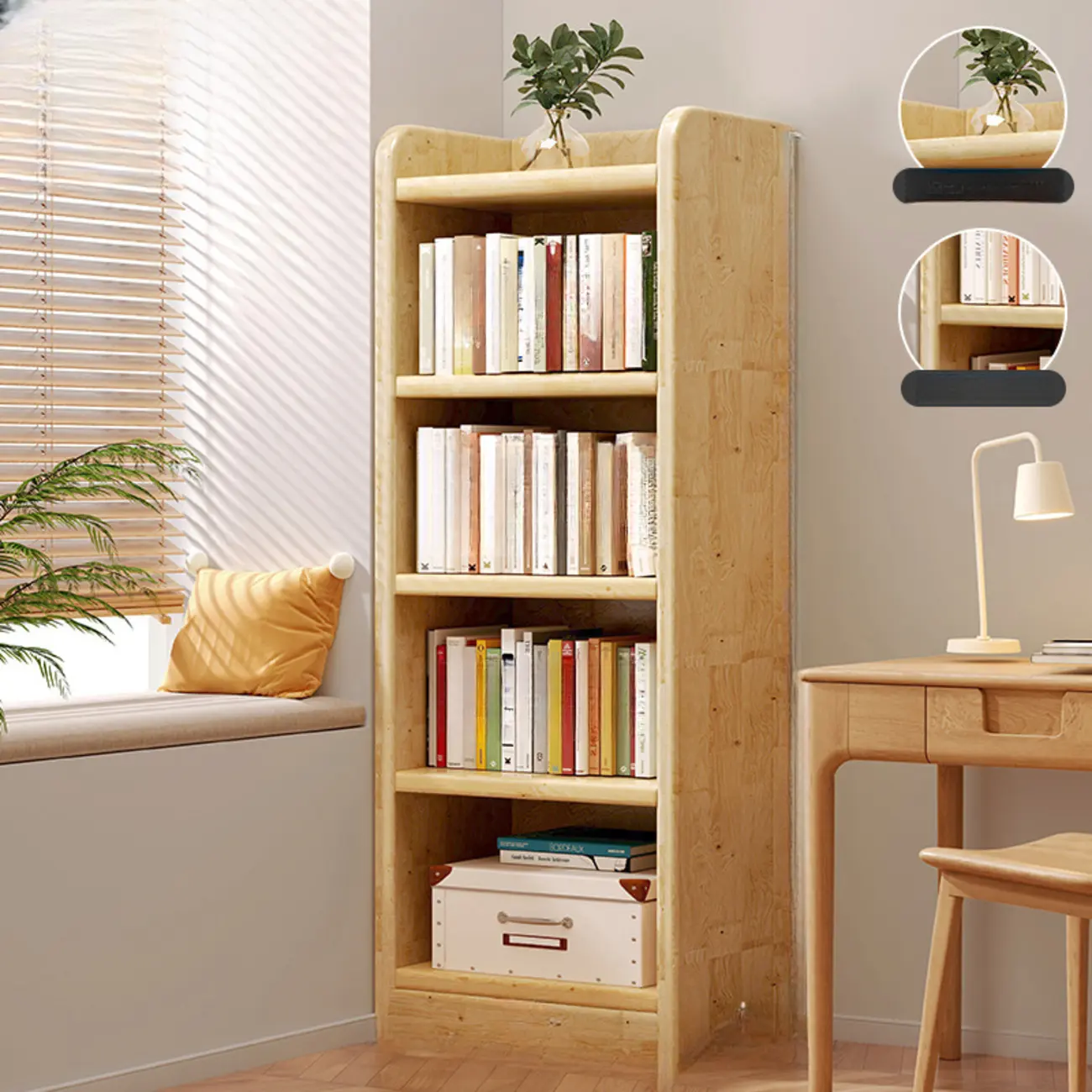 Rustic Vertical 5-Tier Closed Back Wooden Bookshelf Image - 12 | homeyfad