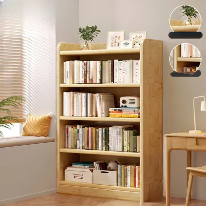 Rustic Vertical 5-Tier Closed Back Wooden Bookshelf Image - 13