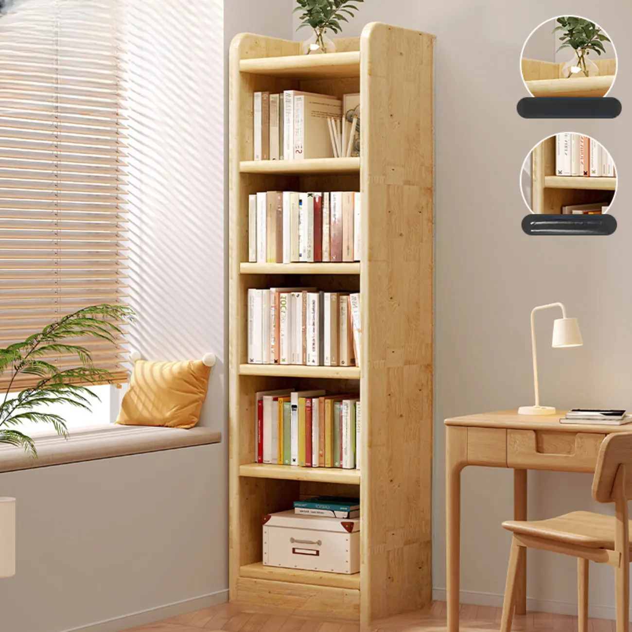 Rustic Vertical 5-Tier Closed Back Wooden Bookshelf Image - 15 | homeyfad