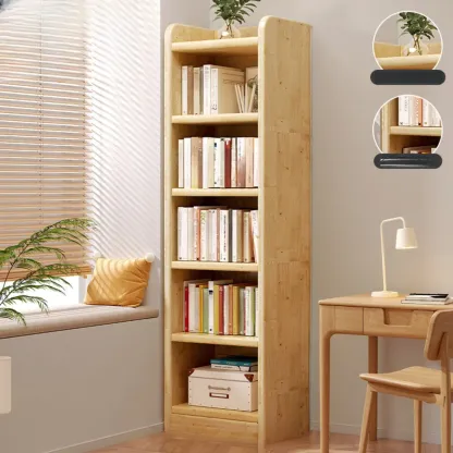 Rustic Vertical 5-Tier Closed Back Wooden Bookshelf Image - 15