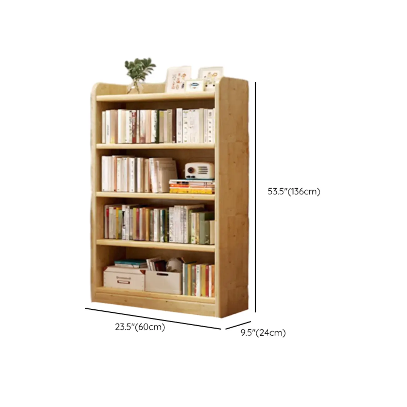 Rustic Vertical 5-Tier Closed Back Wooden Bookshelf #size | homeyfad