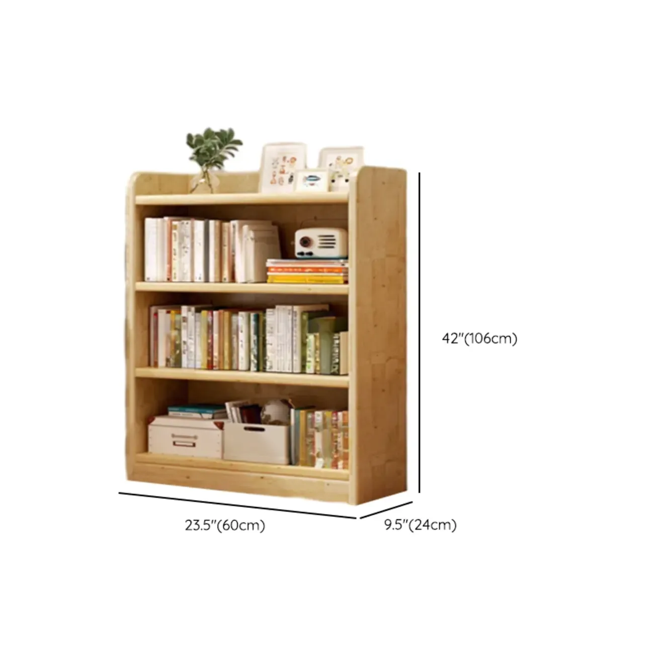 Rustic Vertical 5-Tier Closed Back Wooden Bookshelf Image - 17