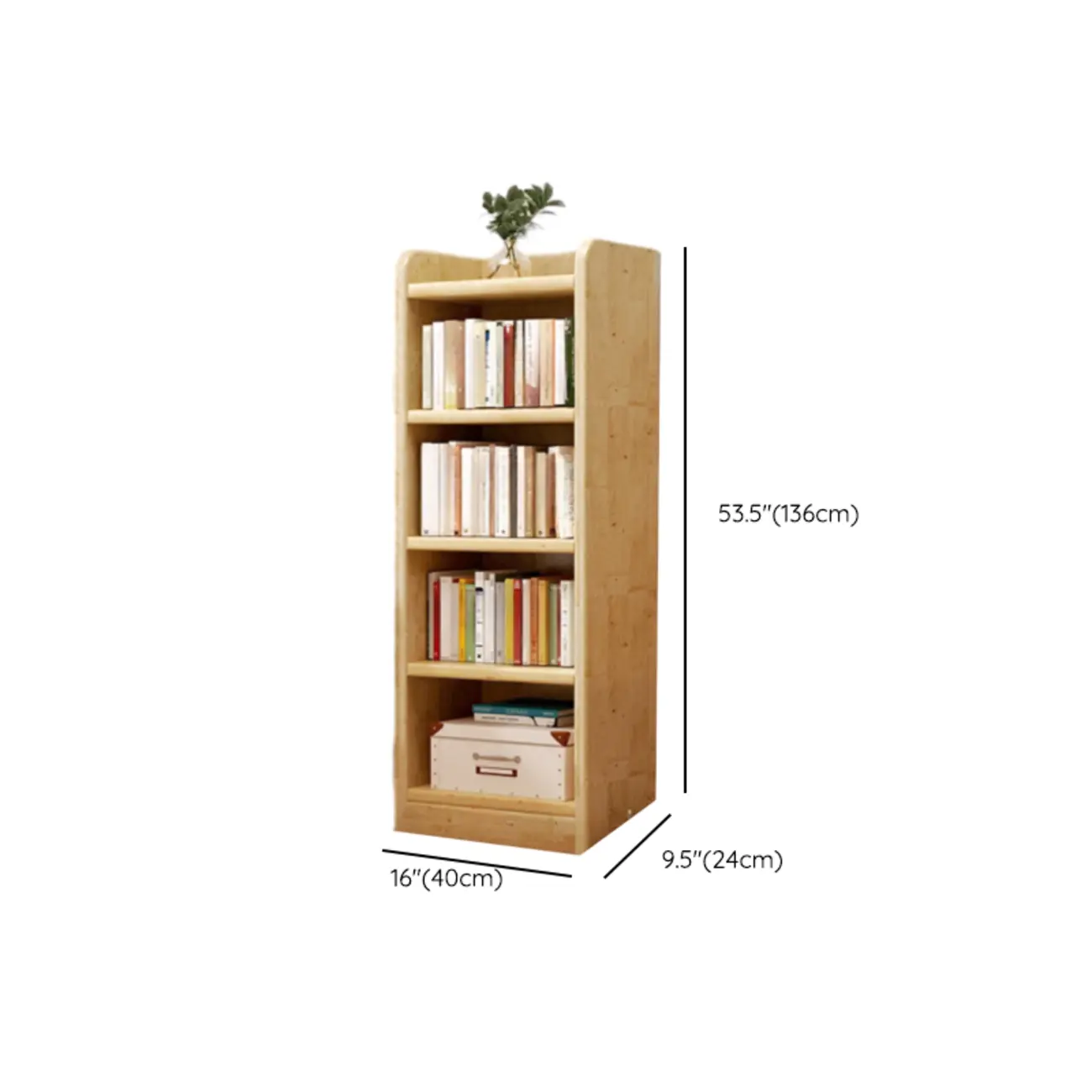 Rustic Vertical 5-Tier Closed Back Wooden Bookshelf Image - 21 | homeyfad