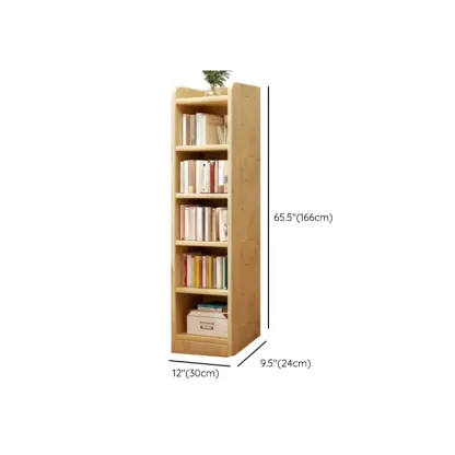 Rustic Vertical 5-Tier Closed Back Wooden Bookshelf Image - 22