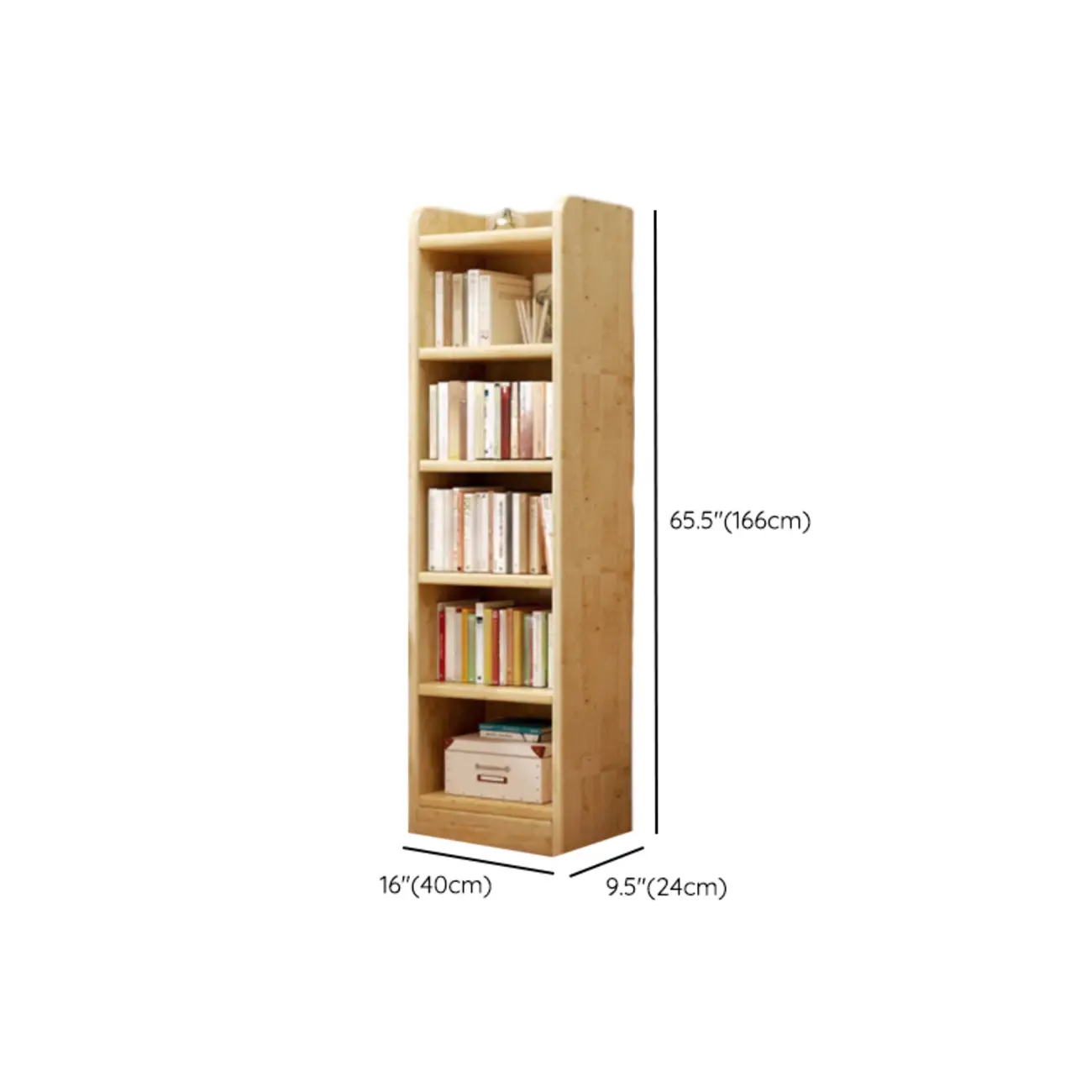 Rustic Vertical 5-Tier Closed Back Wooden Bookshelf Image - 23 | homeyfad