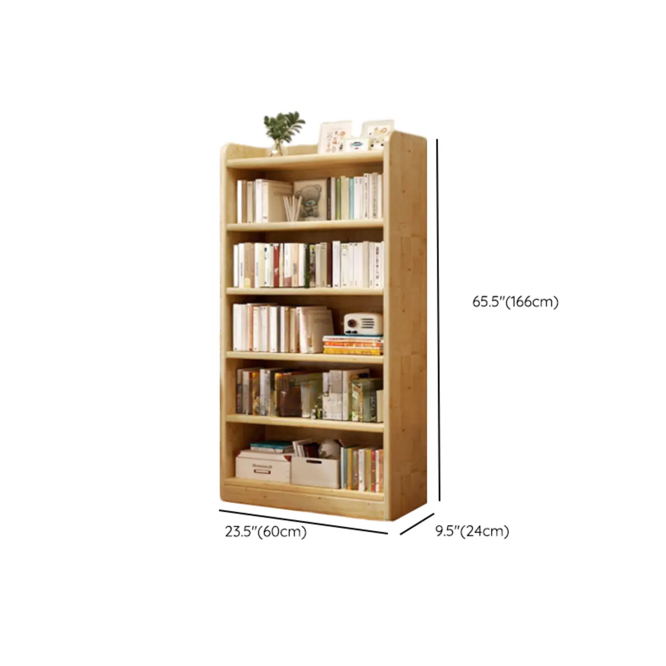 Rustic Vertical 5-Tier Closed Back Wooden Bookshelf Image - 24 | homeyfad