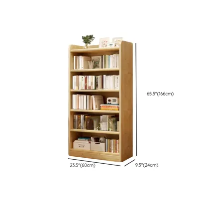 Rustic Vertical 5-Tier Closed Back Wooden Bookshelf Image - 24