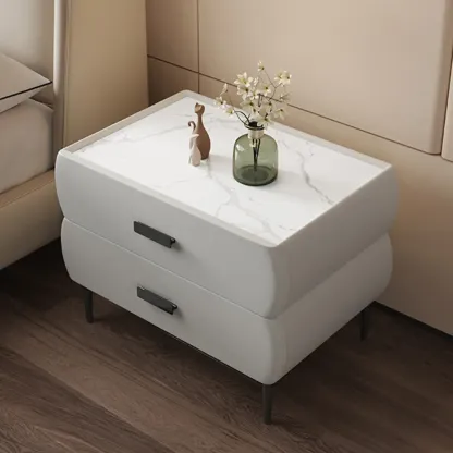 Simple Sintered Stone Top 2-Drawer Nightstand Image - 1