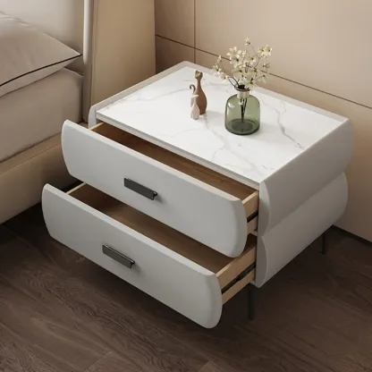 Simple Sintered Stone Top 2-Drawer Nightstand Image - 2