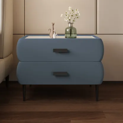 Simple Sintered Stone Top 2-Drawer Nightstand Image - 11