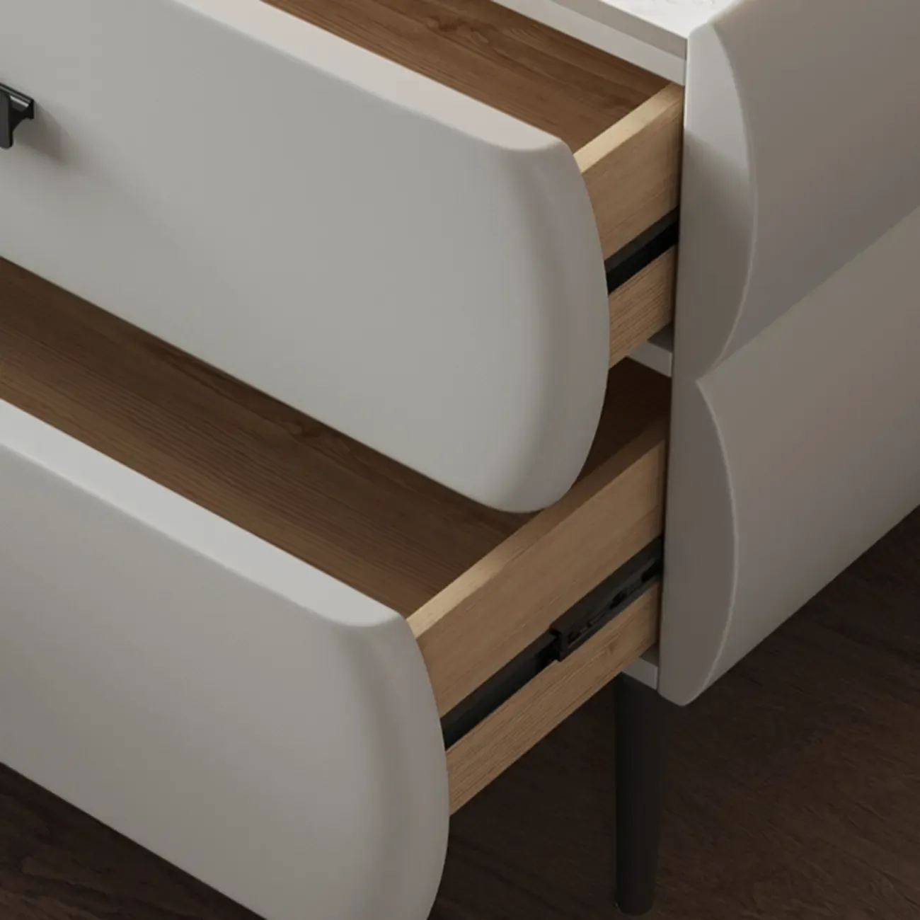 Simple Sintered Stone Top 2-Drawer Nightstand Image - 12