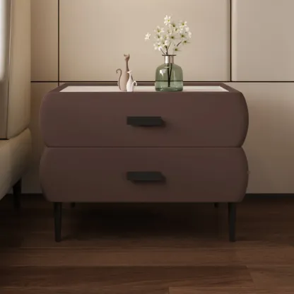 Simple Sintered Stone Top 2-Drawer Nightstand Image - 13