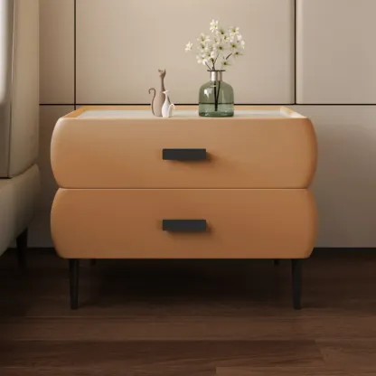 Simple Sintered Stone Top 2-Drawer Nightstand Image - 15