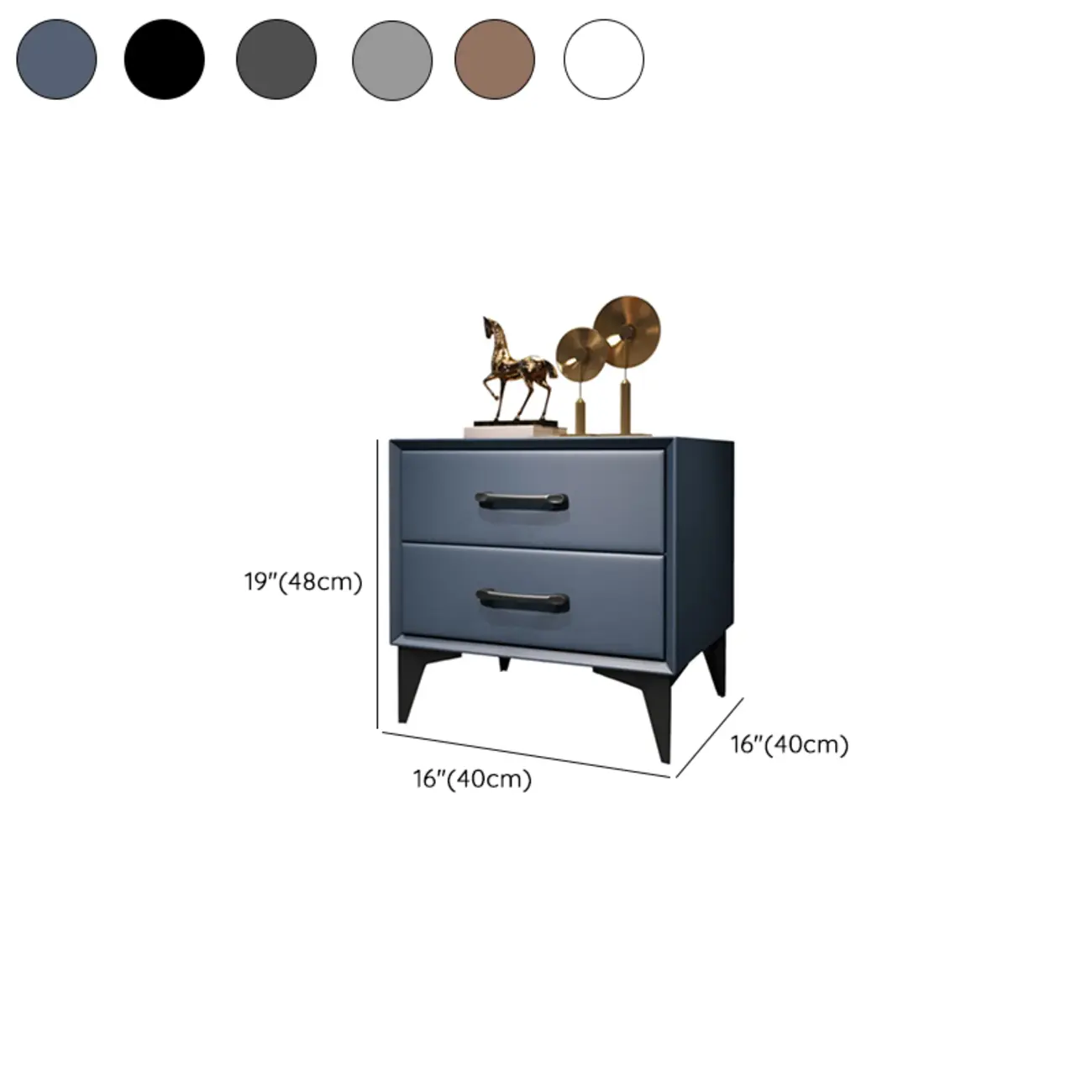 Trendy Leather Wooden 2-Drawer Nightstand with Metal Legs Image - 12 | homeyfad