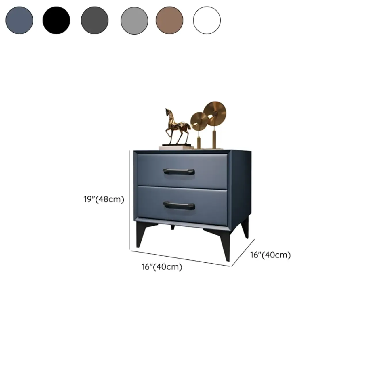 Trendy Leather Wooden 2-Drawer Nightstand with Metal Legs Image - 12