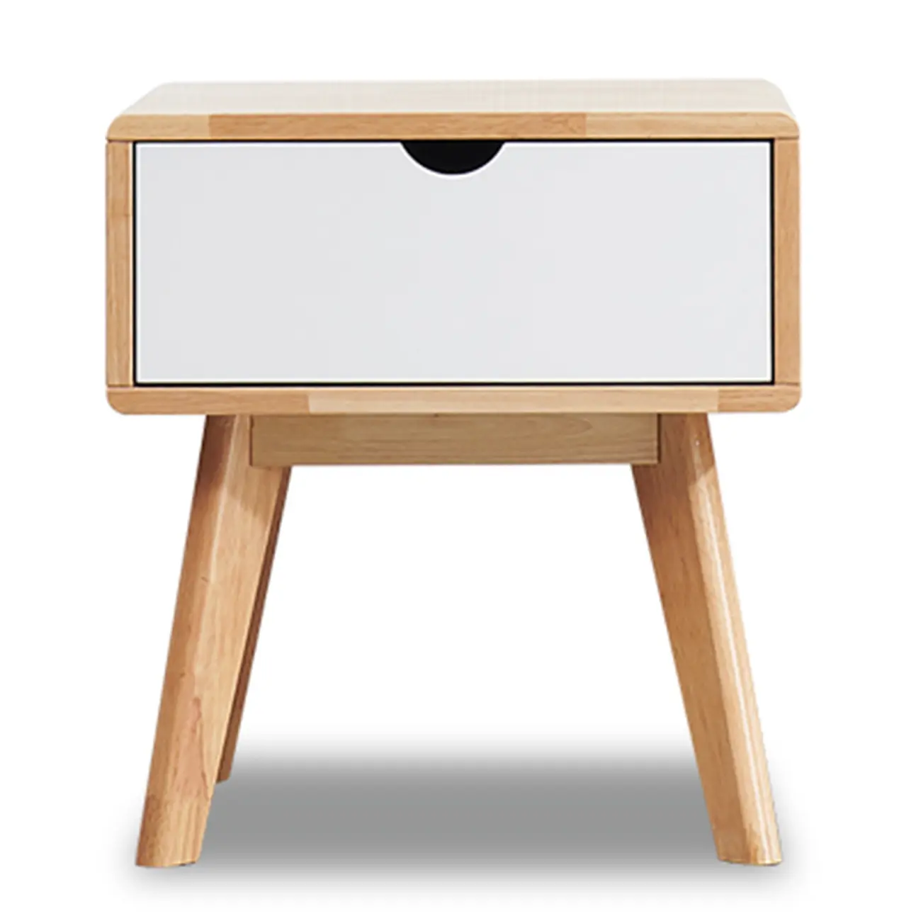 Scandinavian Rubberwood Nightstand with Drawers Image - 11 | homeyfad