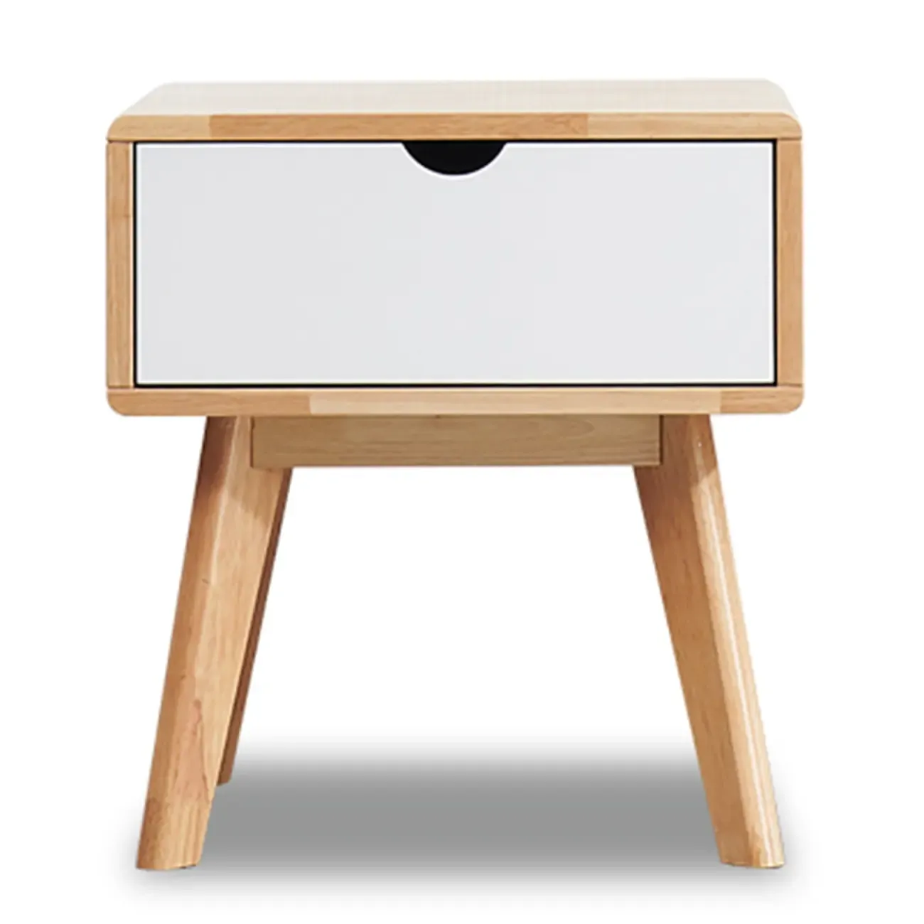 Scandinavian Rubberwood Nightstand with Drawers Image - 11